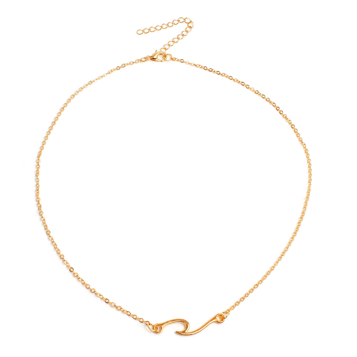 European and American cross-border jewelry alloy wave shape pendant necklace women's fashion geometric metal chain necklace