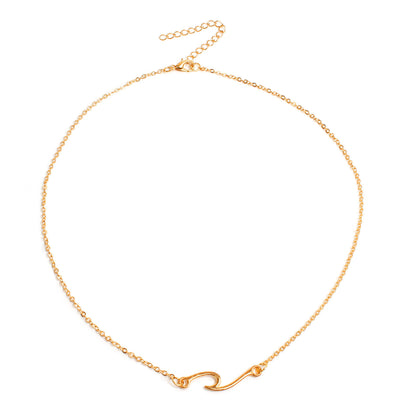 European and American cross-border jewelry alloy wave shape pendant necklace women's fashion geometric metal chain necklace