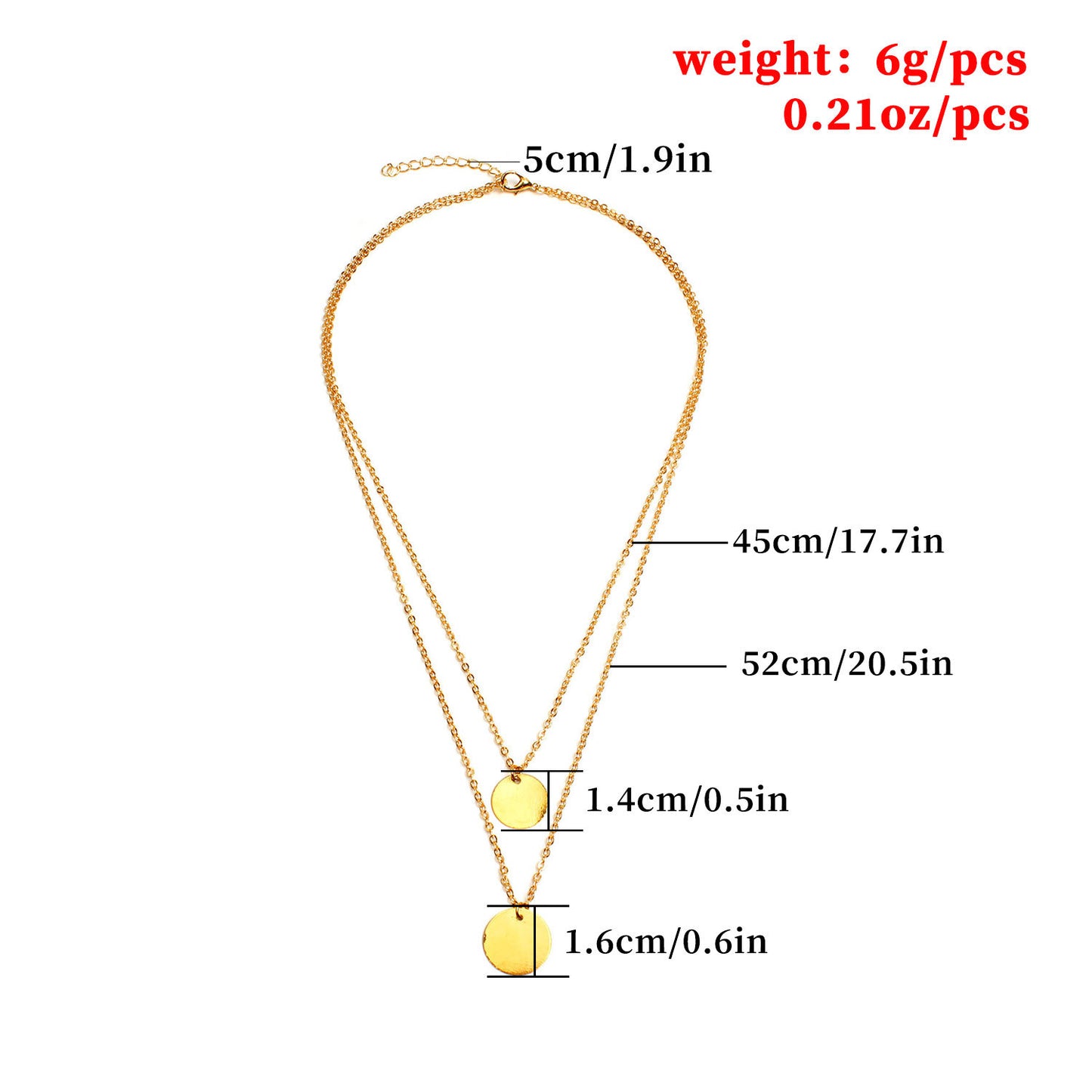 Cross-border new European and American personality necklaces simple fashion large and small sequins double-layer necklace wholesale