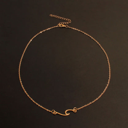 European and American cross-border jewelry alloy wave shape pendant necklace women's fashion geometric metal chain necklace