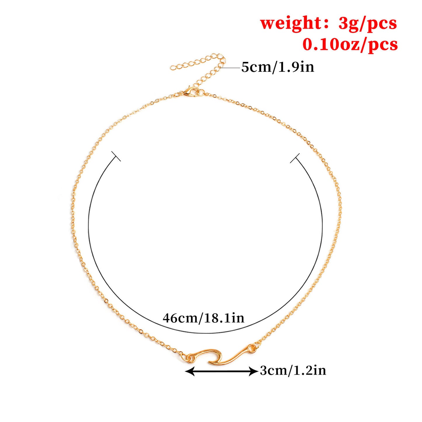 European and American cross-border jewelry alloy wave shape pendant necklace women's fashion geometric metal chain necklace