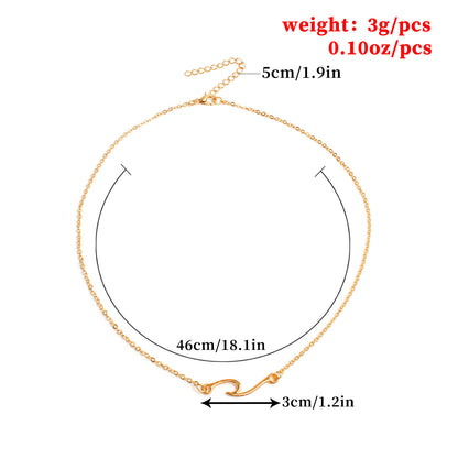 European and American cross-border jewelry alloy wave shape pendant necklace women's fashion geometric metal chain necklace