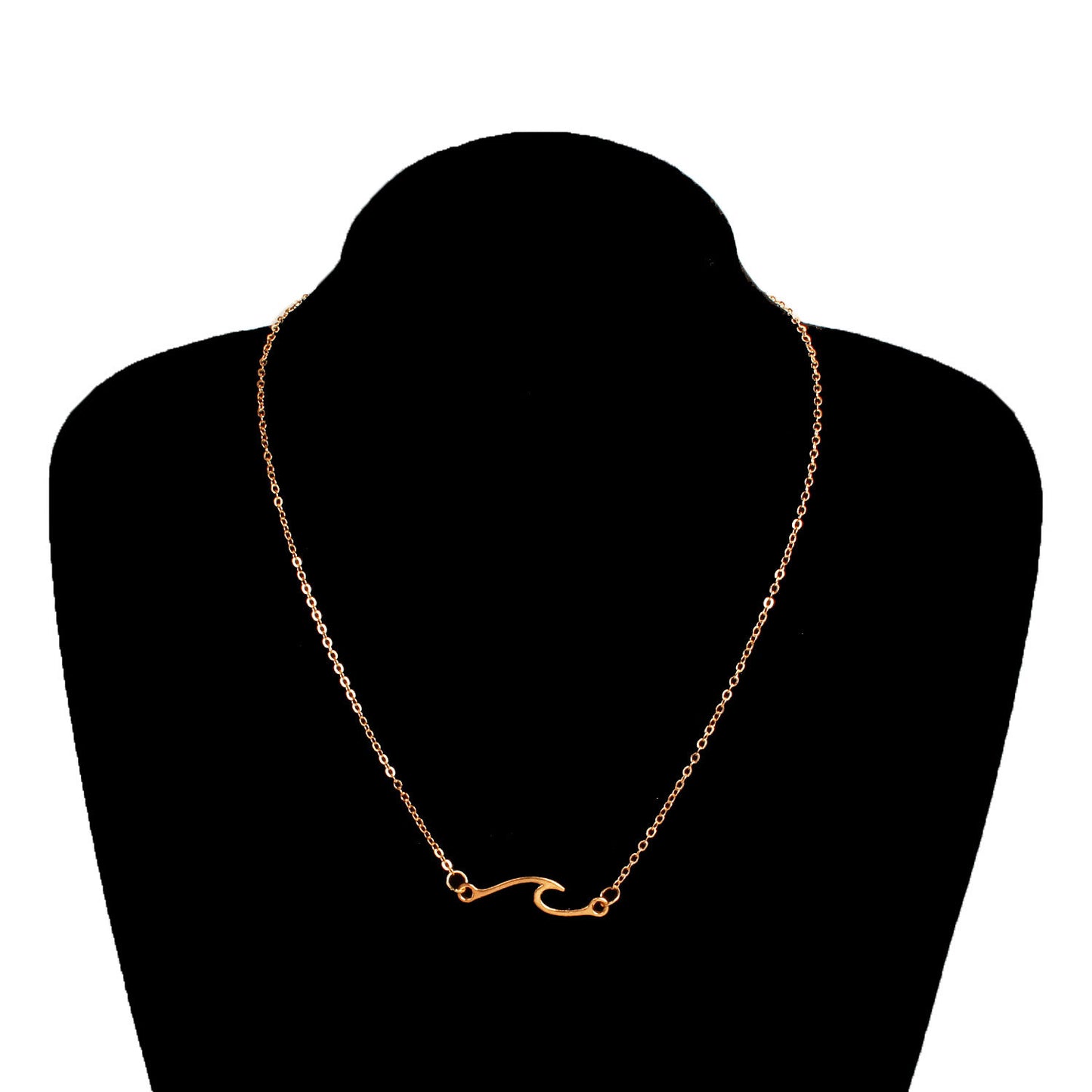 European and American cross-border jewelry alloy wave shape pendant necklace women's fashion geometric metal chain necklace