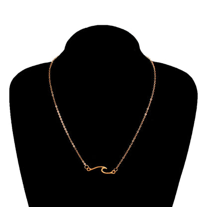 European and American cross-border jewelry alloy wave shape pendant necklace women's fashion geometric metal chain necklace