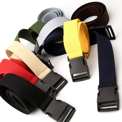 Explosive socket canvas belt for men and women, simple young students, solid colors, student military training, outdoor versatile pants belt