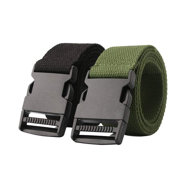 Explosive socket canvas belt for men and women, simple young students, solid colors, student military training, outdoor versatile pants belt