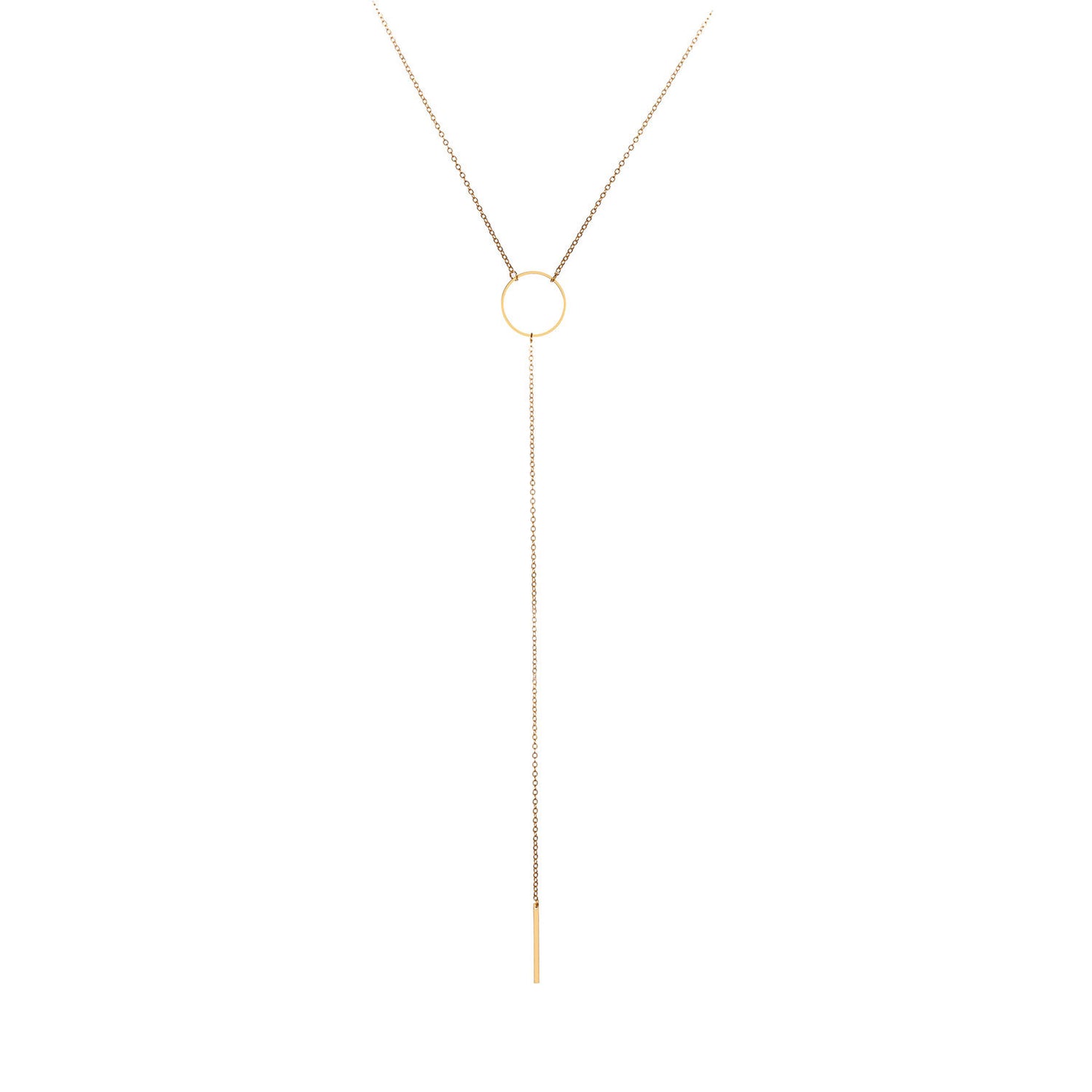 European and American cross-border simple temperament metal ring tassel chain personalized short necklace necklace
