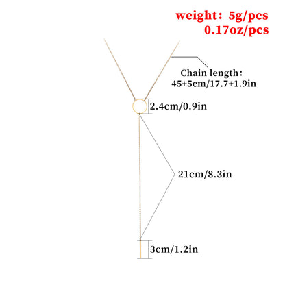 European and American cross-border simple temperament metal ring tassel chain personalized short necklace necklace