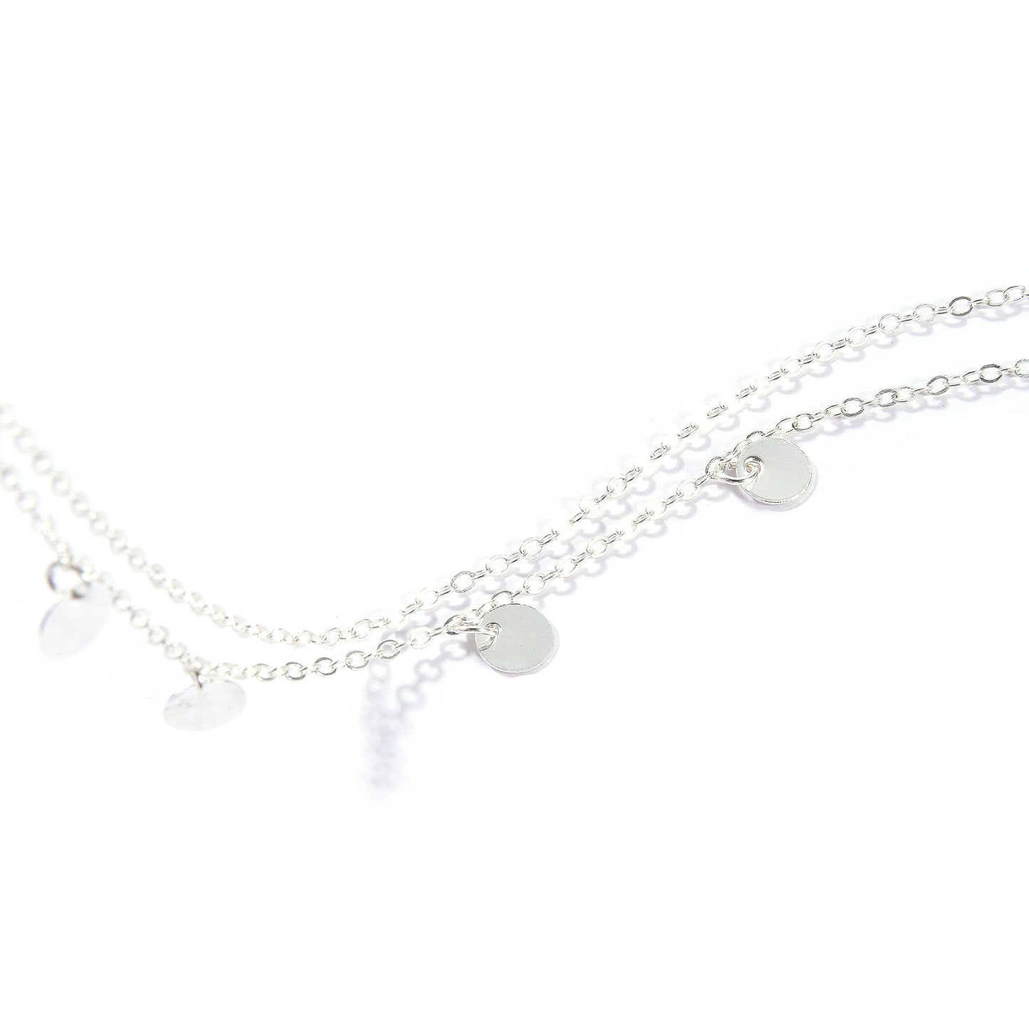 European and American cross-border jewelry fashion double round sequin beach anklet women's handmade personality cheap alloy foot ornaments