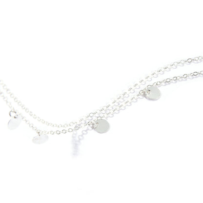 European and American cross-border jewelry fashion double round sequin beach anklet women's handmade personality cheap alloy foot ornaments