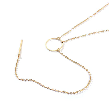 European and American cross-border simple temperament metal ring tassel chain personalized short necklace necklace