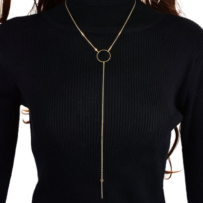 European and American cross-border simple temperament metal ring tassel chain personalized short necklace necklace