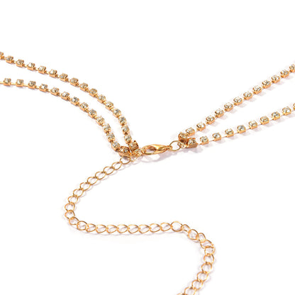 European and American cross-border jewelry, punk metallic, sexy diamond-encrusted chest bracelet, women's fashion nightclub, multi-layer rhinestone body chain