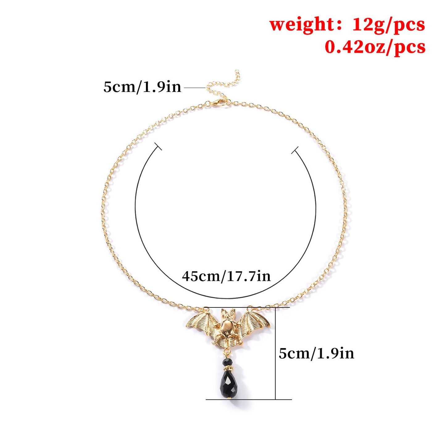 Exquisite, fashionable, simple, European and American women's alloy electroplating necklaces, alloy bat pendants, new jewelry