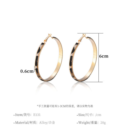 European and American cross-border jewelry Bohemian leopard print round earrings Women's retro exaggerated personality ring earrings