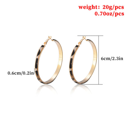 European and American cross-border jewelry Bohemian leopard print round earrings Women's retro exaggerated personality ring earrings