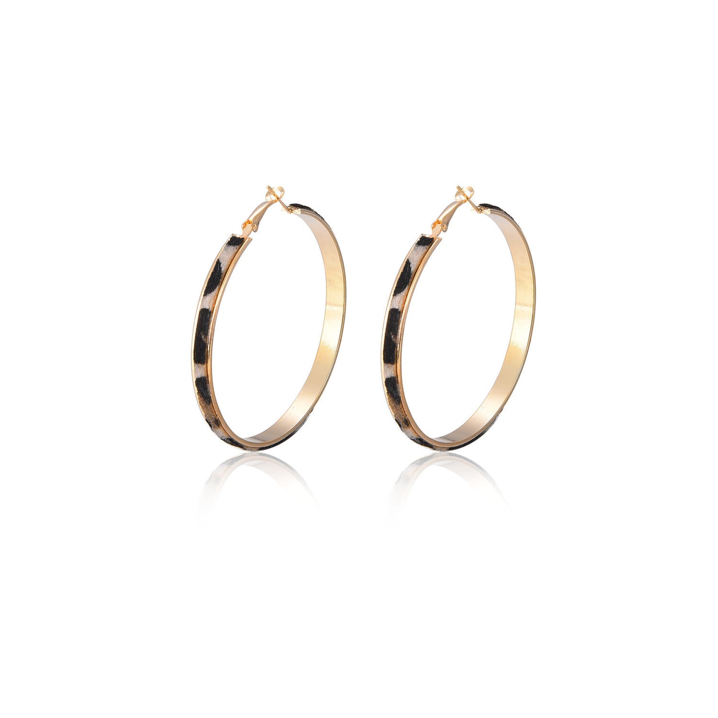 European and American cross-border jewelry Bohemian leopard print round earrings Women's retro exaggerated personality ring earrings