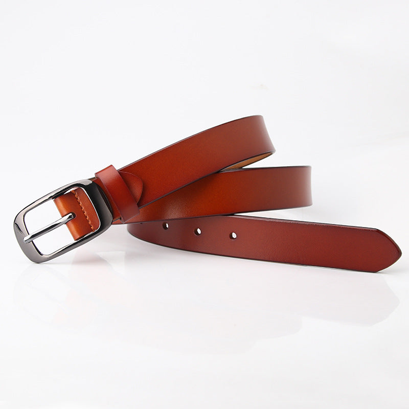 Hot selling women's leather belt full cowhide to create a simple and versatile women's trouser belt factory direct sales 626
