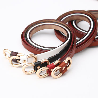 Women's leather thin belt leather simple and versatile decorative belt fashion black with dress sweater shirt