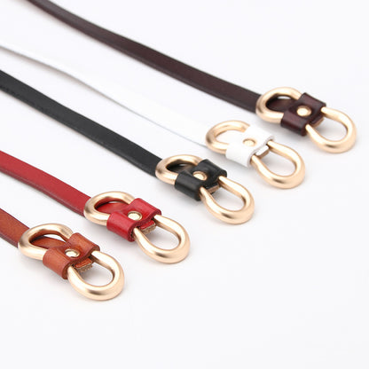 Women's leather thin belt leather simple and versatile decorative belt fashion black with dress sweater shirt