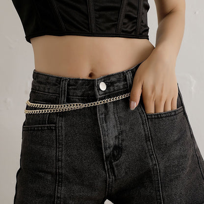 European and American cross-border jewelry, fashion street photography, multi-layer alloy body chain, women, retro queen avatar pendant, waist chain