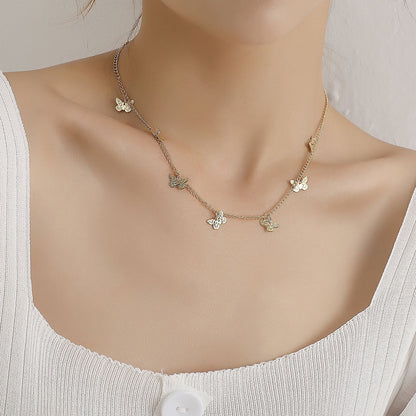 European and American cross-border jewelry simple fashion alloy small butterfly necklace ladies temperament personality trend street jewelry