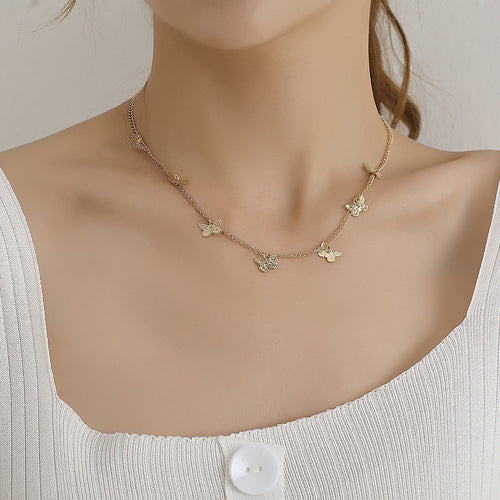 European and American cross-border jewelry simple fashion alloy small butterfly necklace ladies temperament personality trend street jewelry