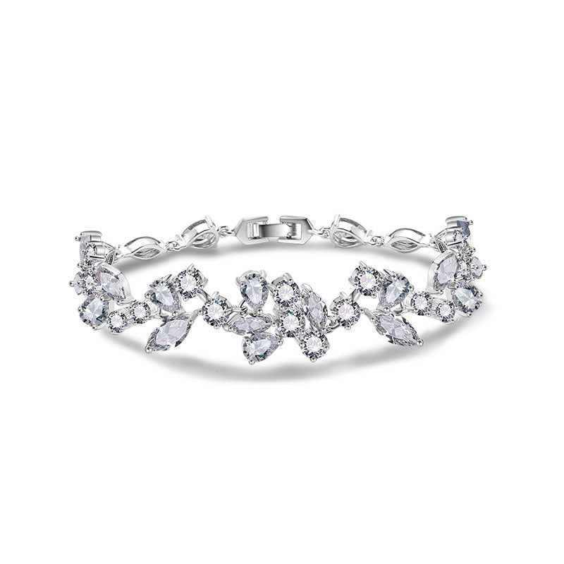 RAKOL Korean Fashion Small Fresh Creative Floral Bracelet Women's Exquisite and Versatile Micro-Zircon Bridal Hand Jewelry