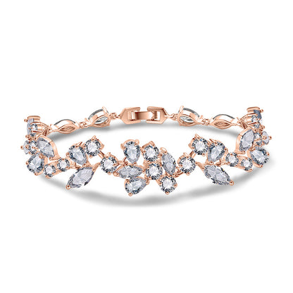 RAKOL Korean Fashion Small Fresh Creative Floral Bracelet Women's Exquisite and Versatile Micro-Zircon Bridal Hand Jewelry