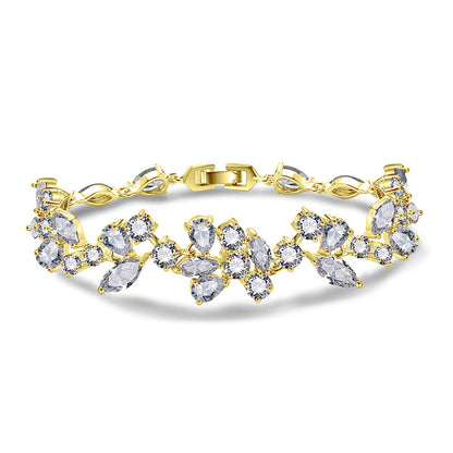 RAKOL Korean Fashion Small Fresh Creative Floral Bracelet Women's Exquisite and Versatile Micro-Zircon Bridal Hand Jewelry