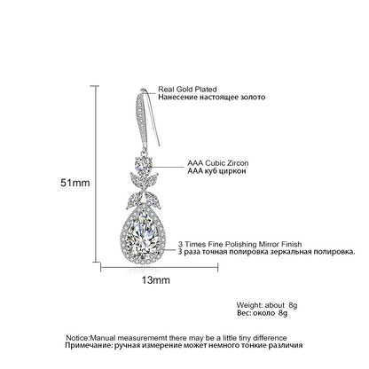 RAKOL European and American Popular Petal Waterdrop AAA Zirconia Earrings for Women, Elegant Versatile Bridal Earrings, In-Stock Wholesale