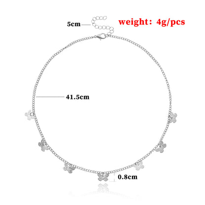 European and American cross-border jewelry simple fashion alloy small butterfly necklace ladies temperament personality trend street jewelry