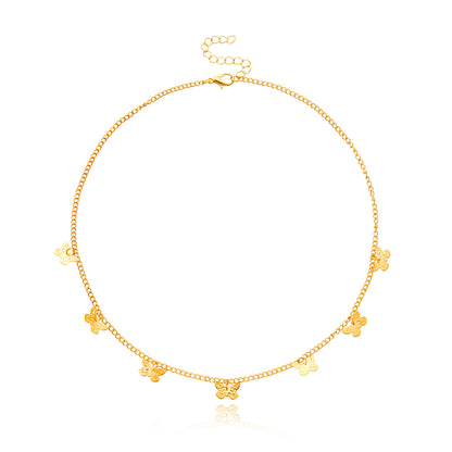 European and American cross-border jewelry simple fashion alloy small butterfly necklace ladies temperament personality trend street jewelry