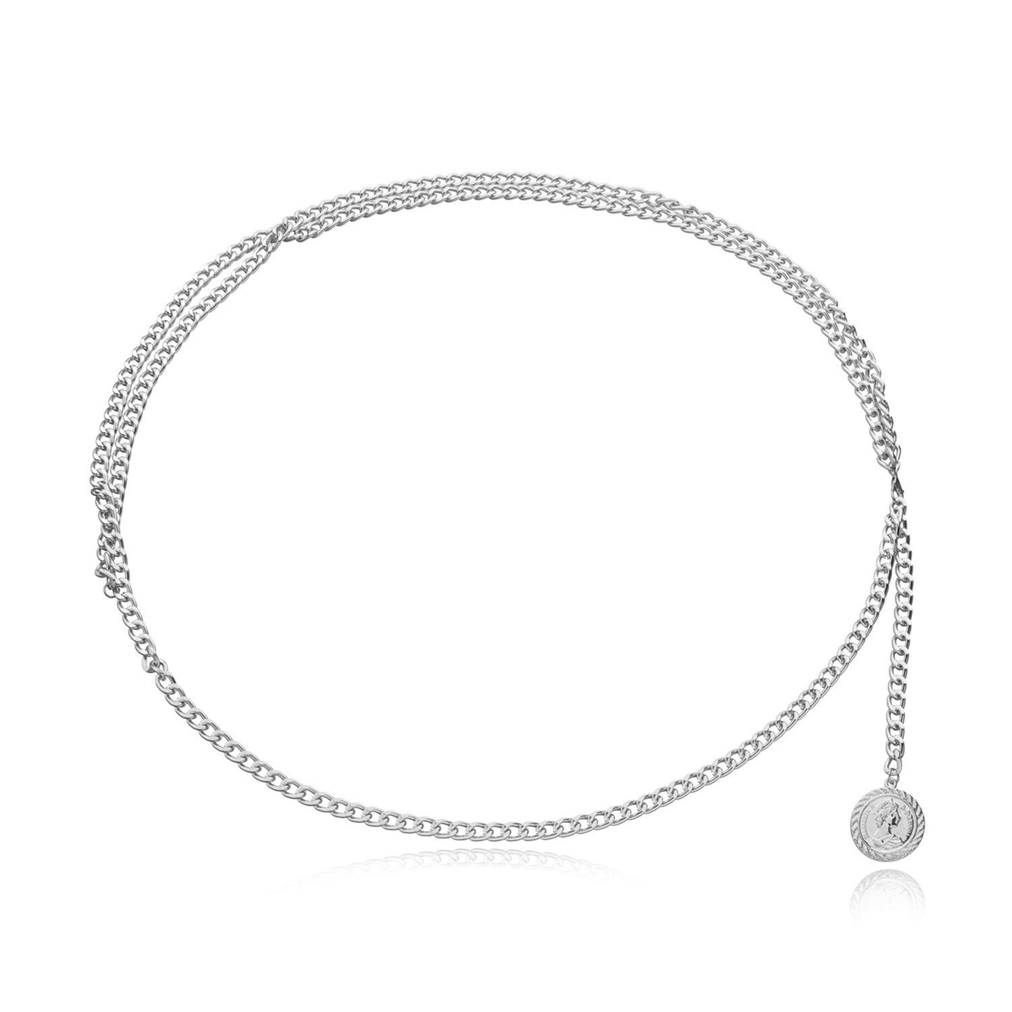 European and American cross-border jewelry, fashion street photography, multi-layer alloy body chain, women, retro queen avatar pendant, waist chain