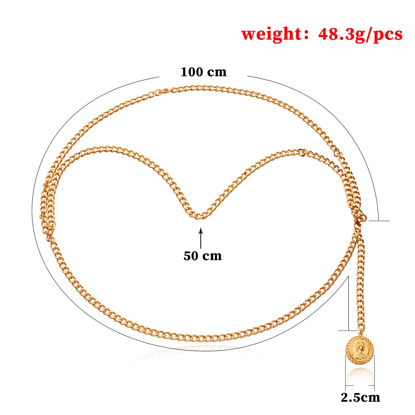 European and American cross-border jewelry, fashion street photography, multi-layer alloy body chain, women, retro queen avatar pendant, waist chain