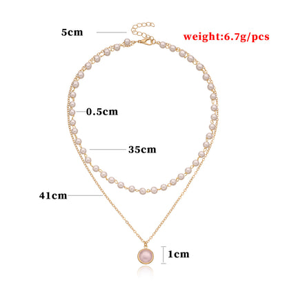 European and American cross-border jewelry, fashion seam pearl pendant, multi-layer necklace, female temperament, popular personality, new necklaces