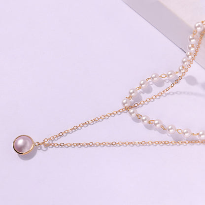 European and American cross-border jewelry, fashion seam pearl pendant, multi-layer necklace, female temperament, popular personality, new necklaces