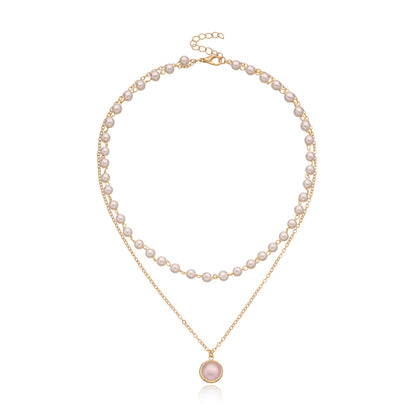 European and American cross-border jewelry, fashion seam pearl pendant, multi-layer necklace, female temperament, popular personality, new necklaces