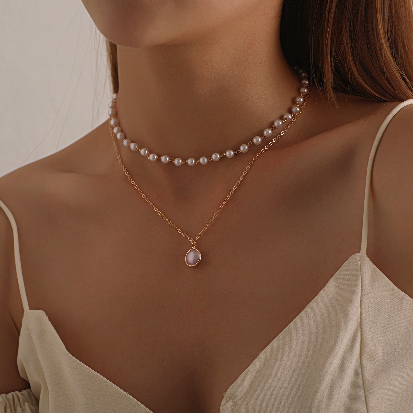 European and American cross-border jewelry, fashion seam pearl pendant, multi-layer necklace, female temperament, popular personality, new necklaces