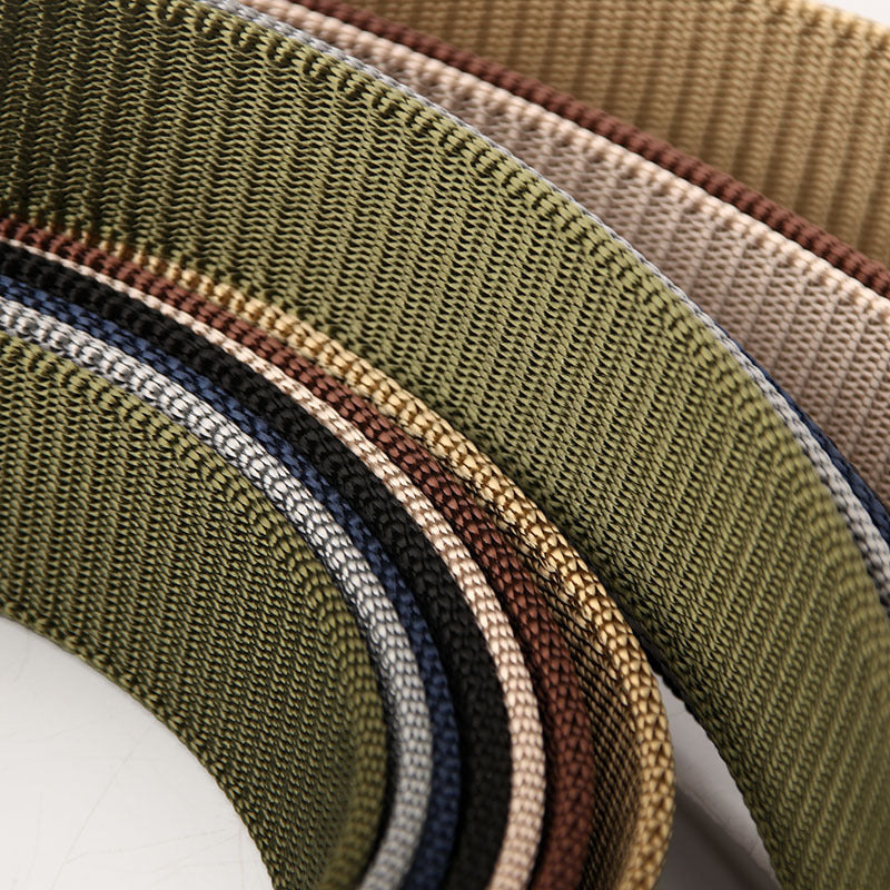 Novo cinto de lona de nylon com fivela automática sem dentes, ideal para jovens estudantes que desejam praticar atividades ao ar livre e usar em lotes.