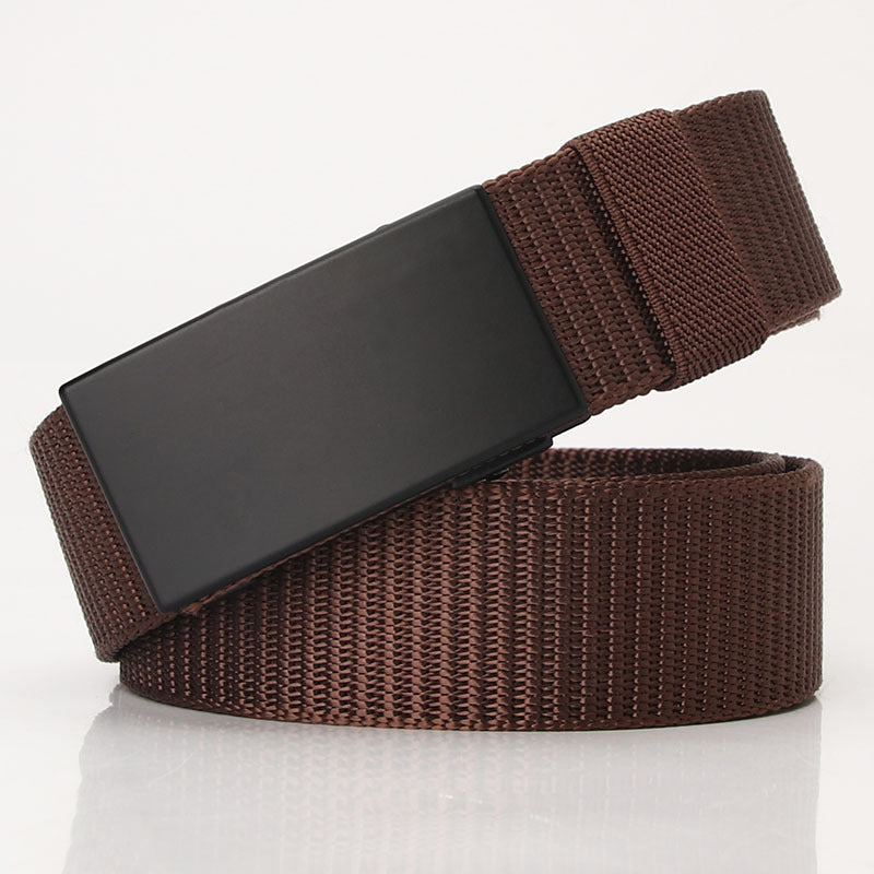 New toothless automatic buckle belt nylon canvas belt young students outdoor leisure breathable belt manufacturer batch