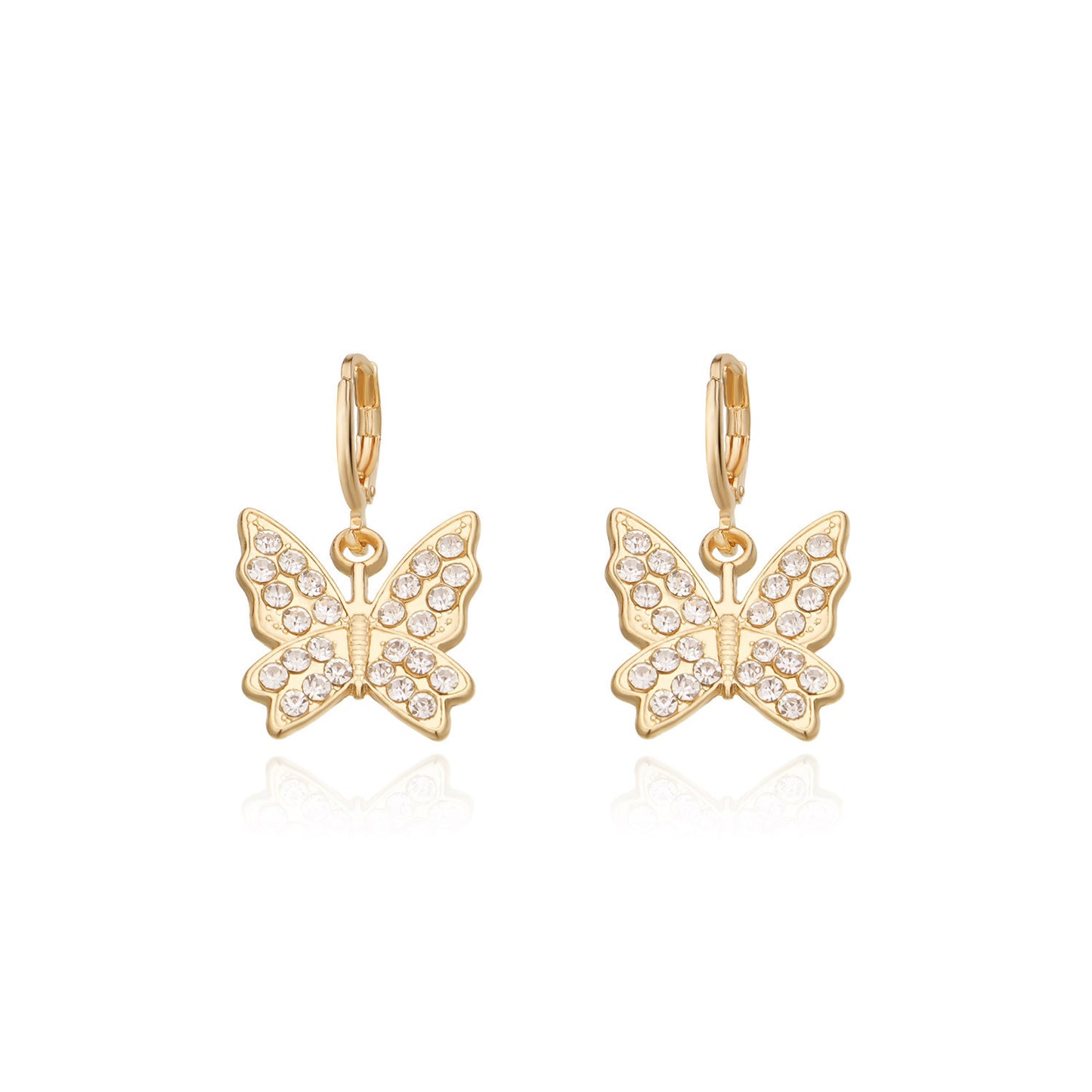 European and American cross-border jewelry large alloy butterfly earrings with diamonds for women Amazon hot selling popular temperament earrings