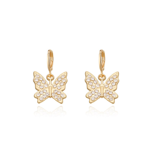 European and American cross-border jewelry large alloy butterfly earrings with diamonds for women Amazon hot selling popular temperament earrings