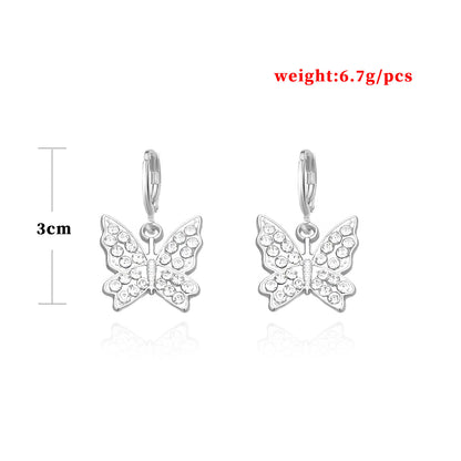 European and American cross-border jewelry large alloy butterfly earrings with diamonds for women Amazon hot selling popular temperament earrings