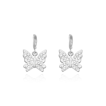 European and American cross-border jewelry large alloy butterfly earrings with diamonds for women Amazon hot selling popular temperament earrings