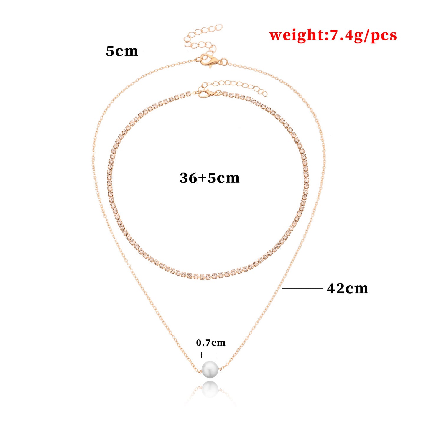 European and American cross-border jewelry, fashion temperament, double-layer pearl necklace, women's popular micro-inlaid rhinestones, trendy brand personality necklaces