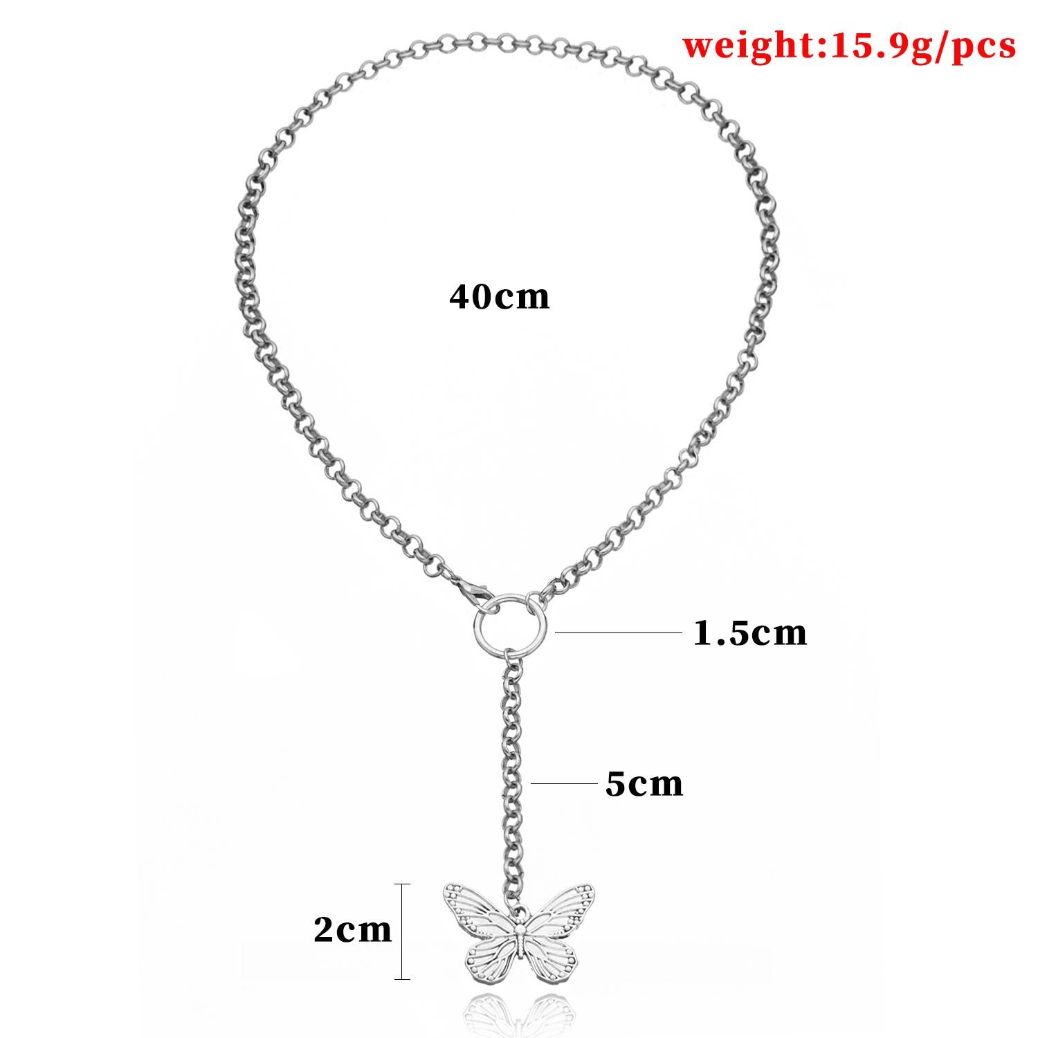 European and American cross-border jewelry fashion alloy butterfly shape pendant necklace female geometric tassel ring temperament necklace