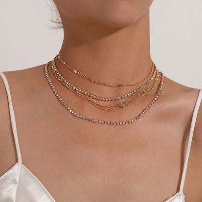 European and American cross-border jewelry, temperament, popular claw chain, rhinestone necklace, women, fashion, hip-hop, personality, multi-layered diamond necklace