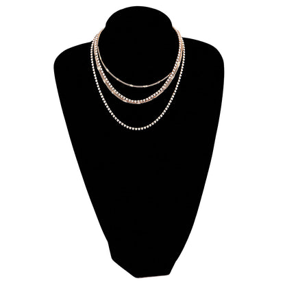 European and American cross-border jewelry, temperament, popular claw chain, rhinestone necklace, women, fashion, hip-hop, personality, multi-layered diamond necklace