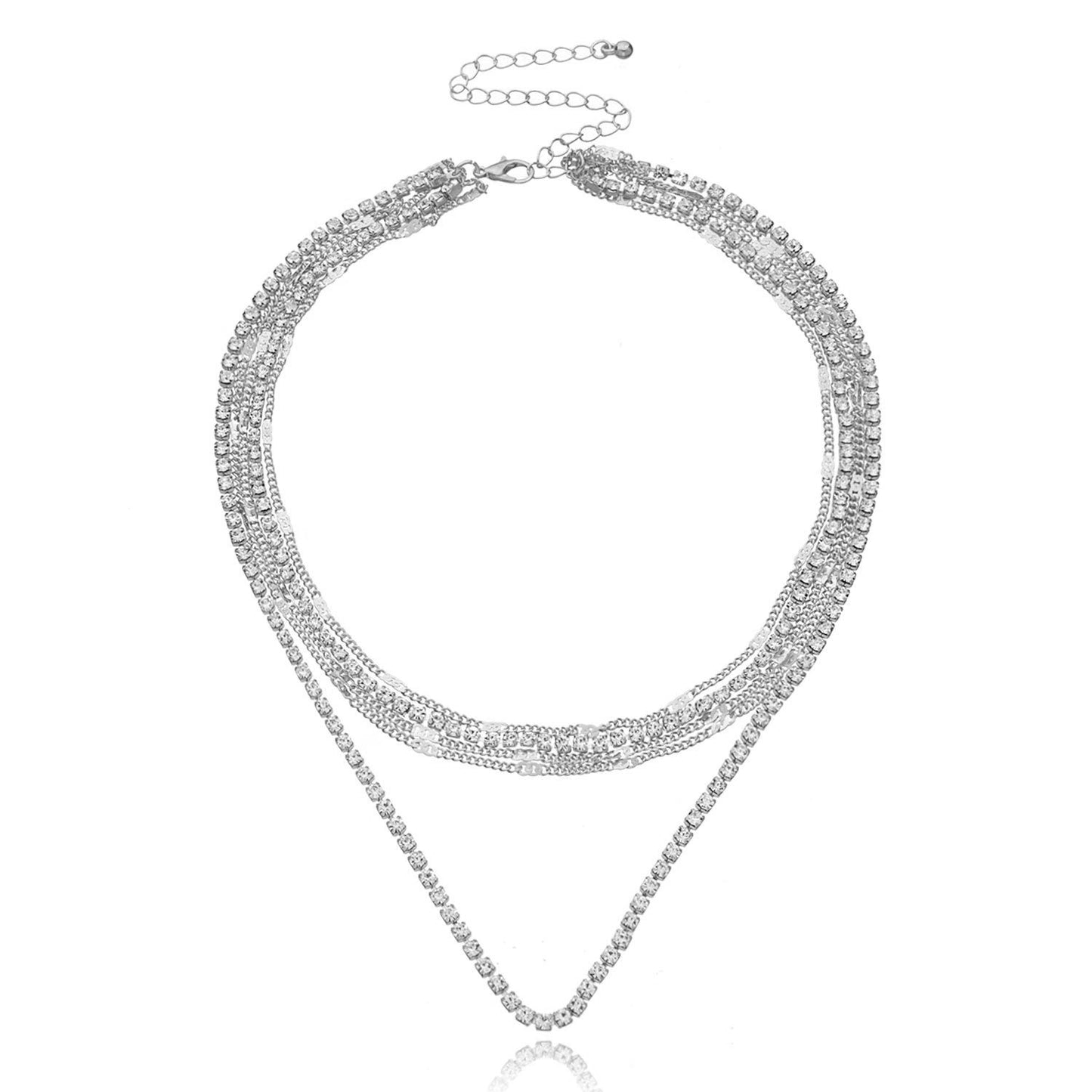 European and American cross-border jewelry, temperament, popular claw chain, rhinestone necklace, women, fashion, hip-hop, personality, multi-layered diamond necklace